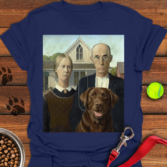 American Gothic Chocolate Labrador Navy