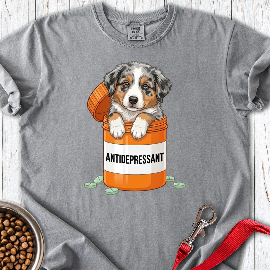 Australian Shepherd Antidepressant Premium Tee Grey