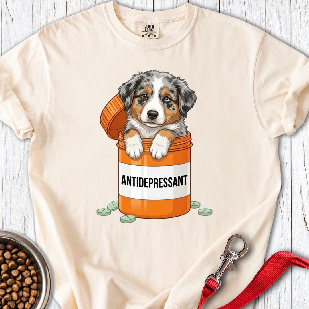 Australian Shepherd Antidepressant Premium Tee Ivory
