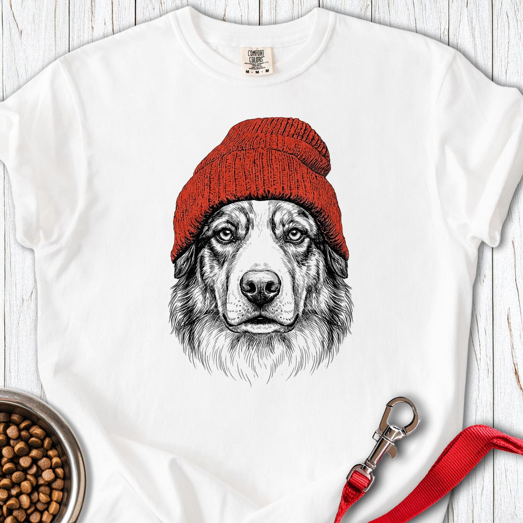 Australian Shepherd Beanie Premium Tee White
