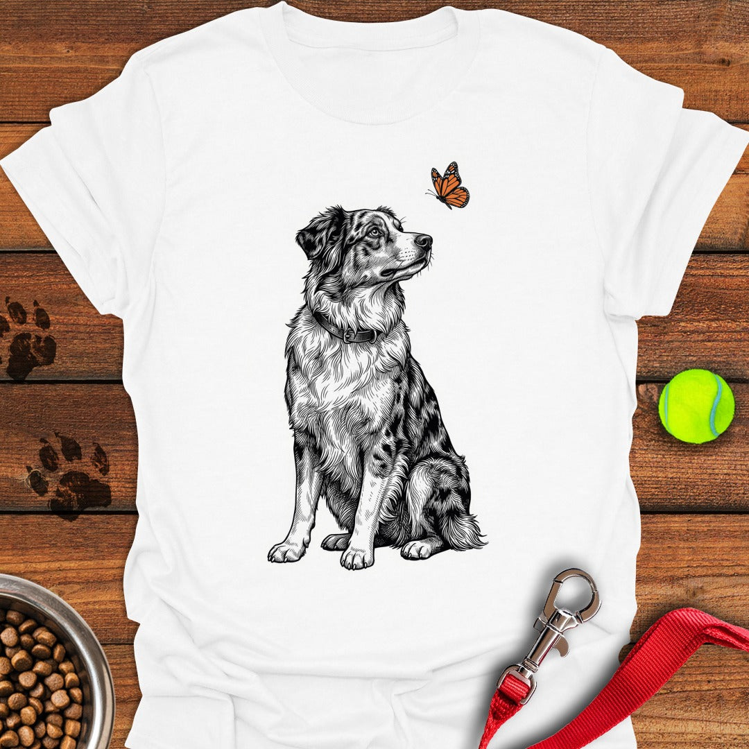 Australian Shepherd Butterfly White