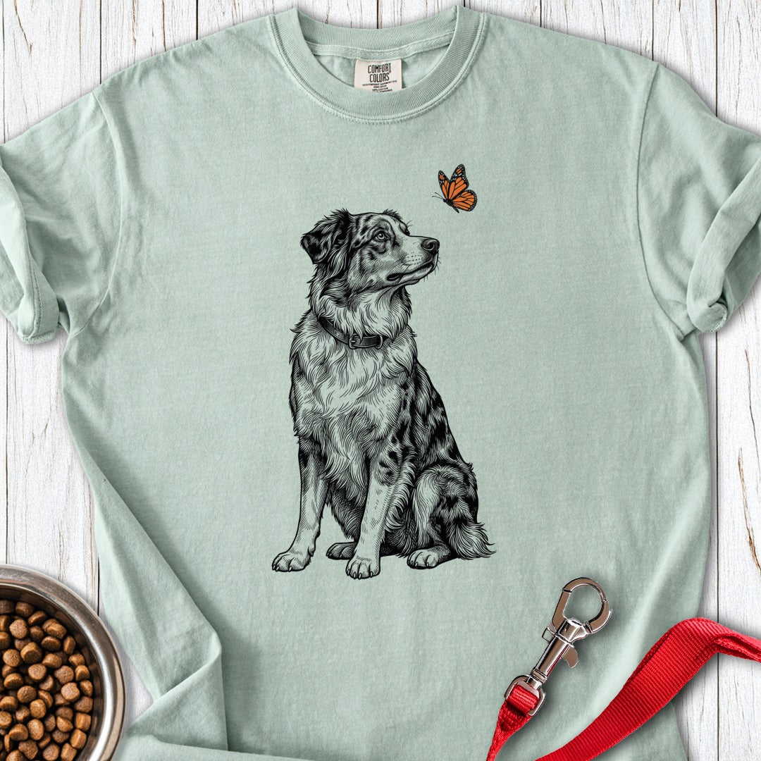 Australian Shepherd Butterfly Premium Tee Bay