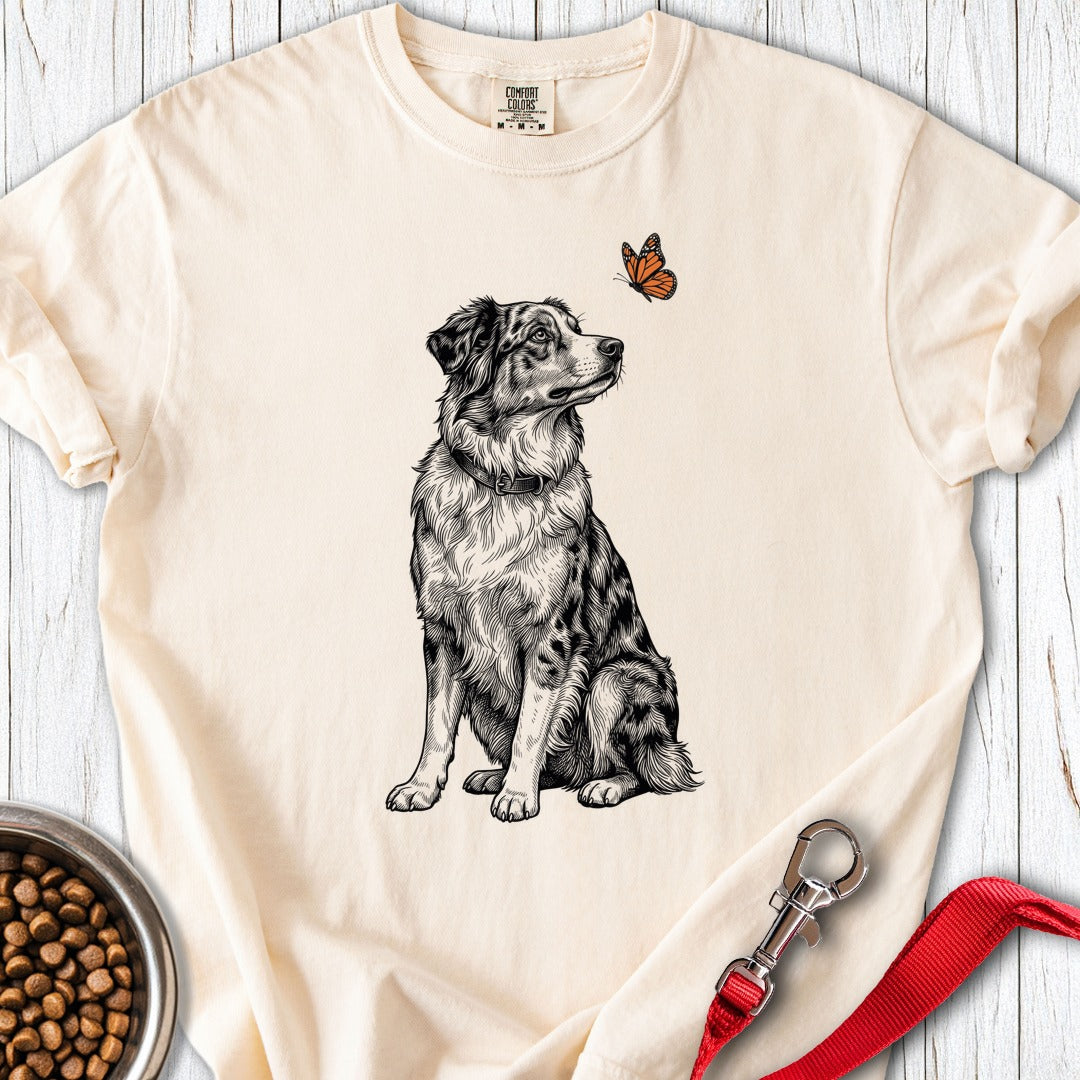 Australian Shepherd Butterfly Premium Tee Ivory