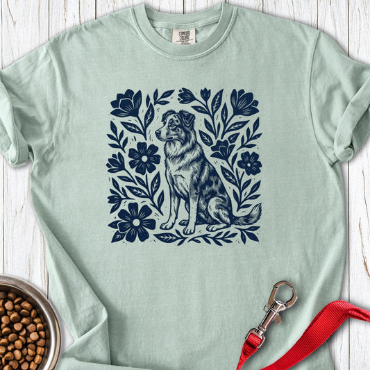 Australian Shepherd Linocut Premium Tee Bay