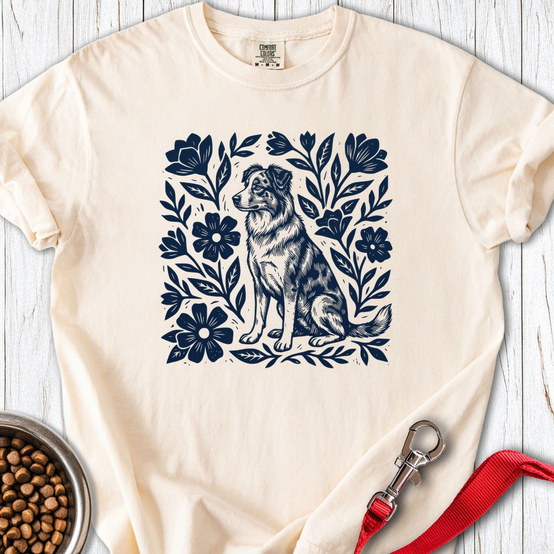 Australian Shepherd Linocut Premium Tee Ivory