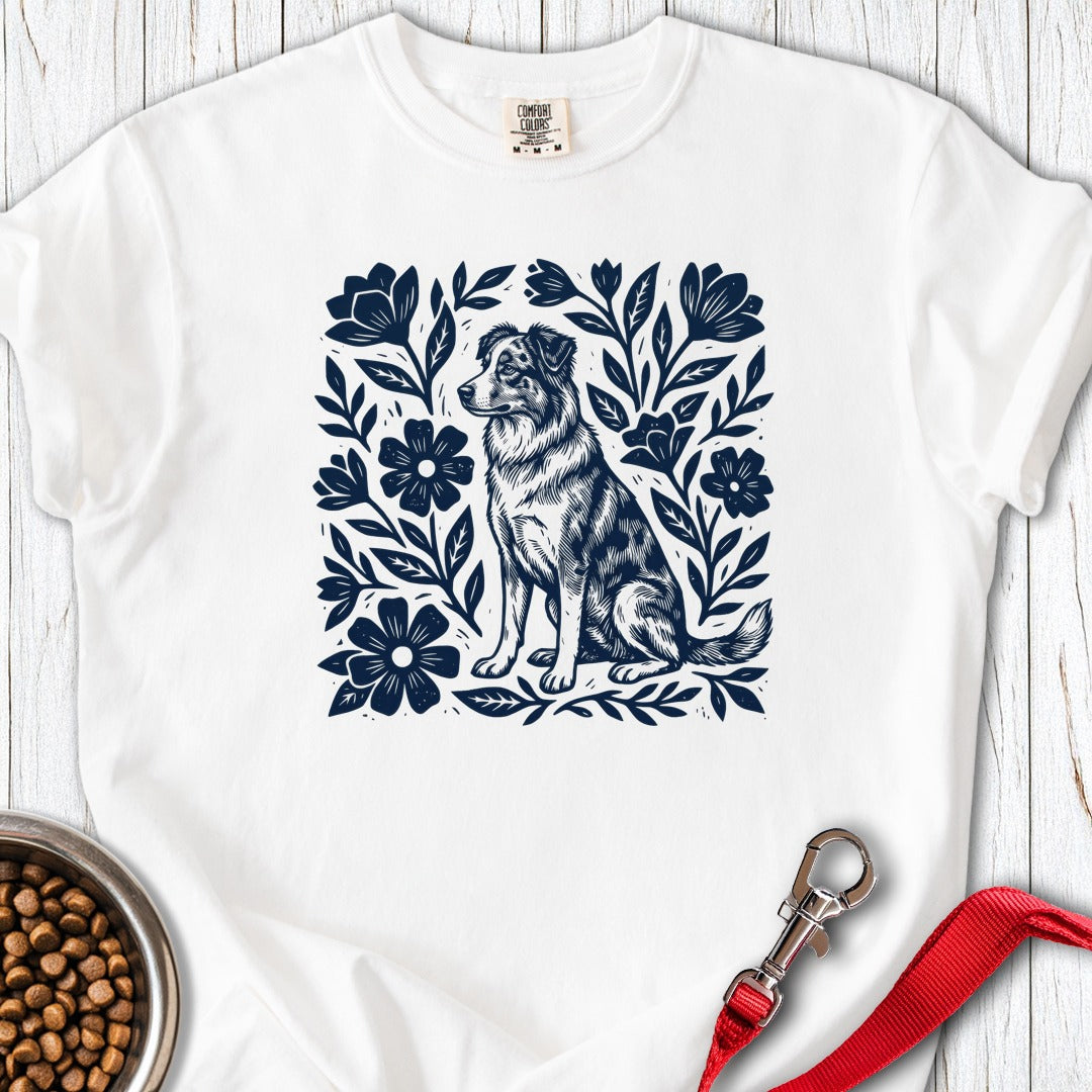 Australian Shepherd Linocut Premium Tee White
