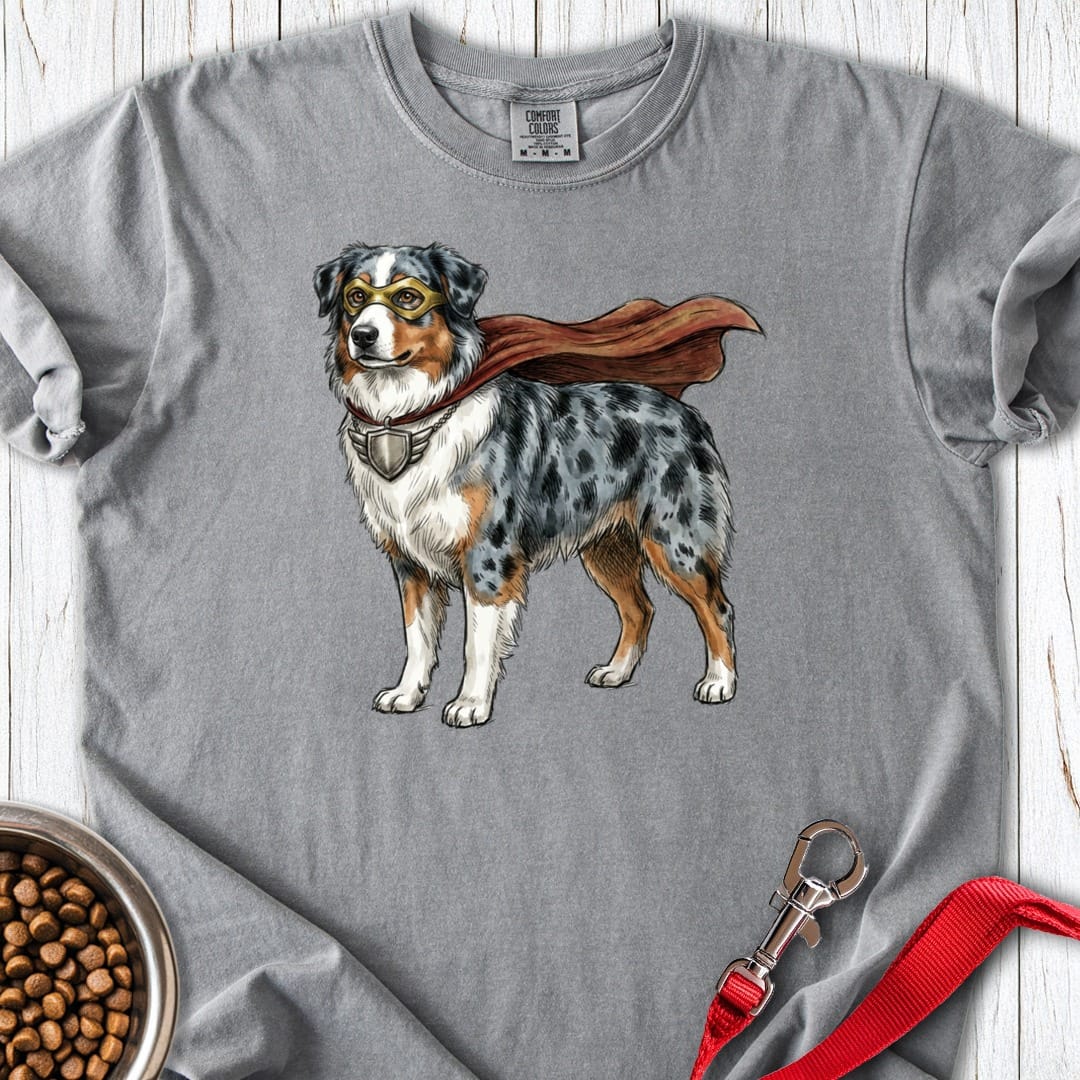 Australian Shepherd Superhero Premium Tee Grey