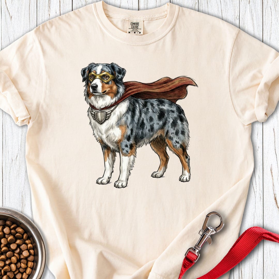 Australian Shepherd Superhero Premium Tee Ivory