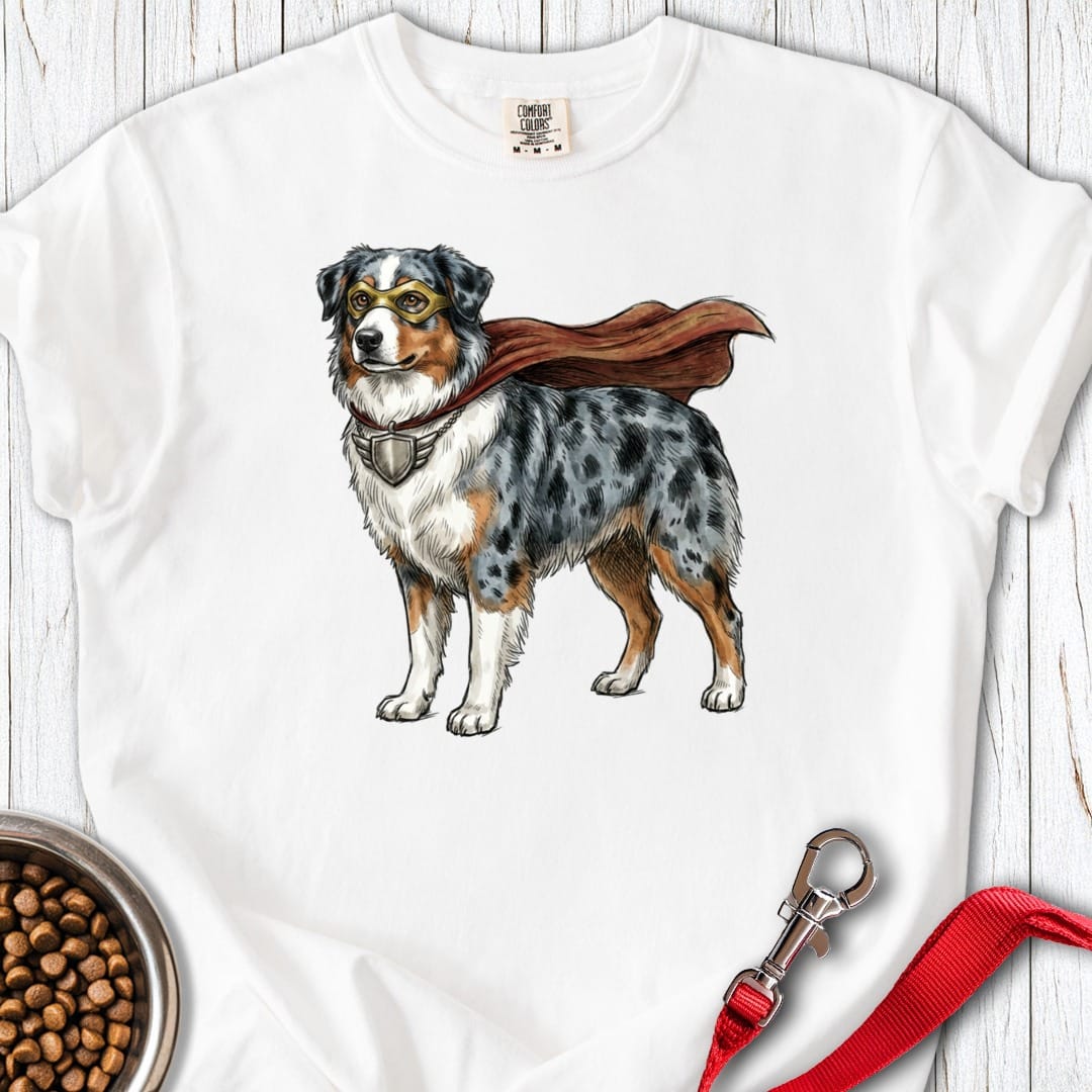 Australian Shepherd Superhero Premium Tee White