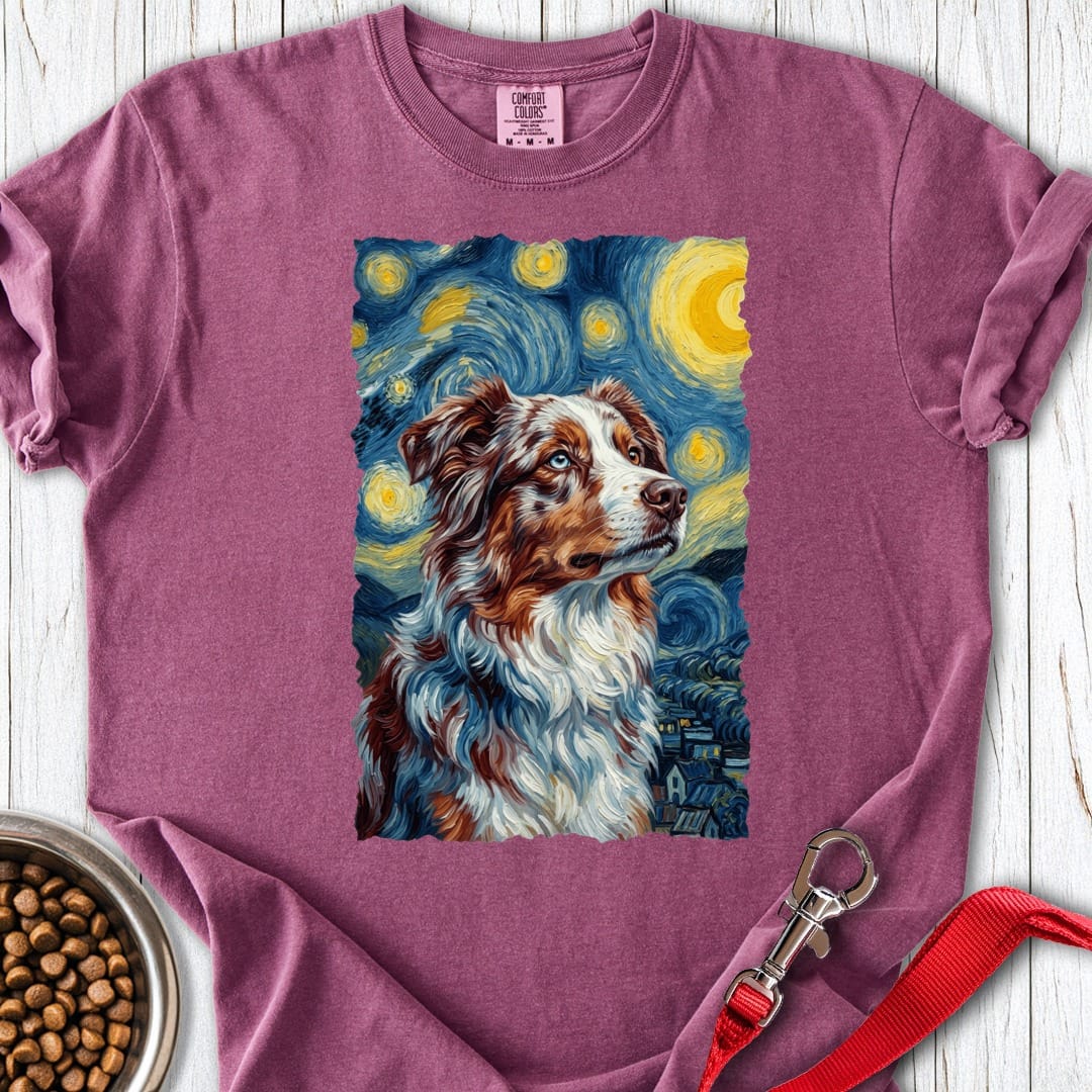 Australian Shepherd Van Gogh Premium Tee Berry
