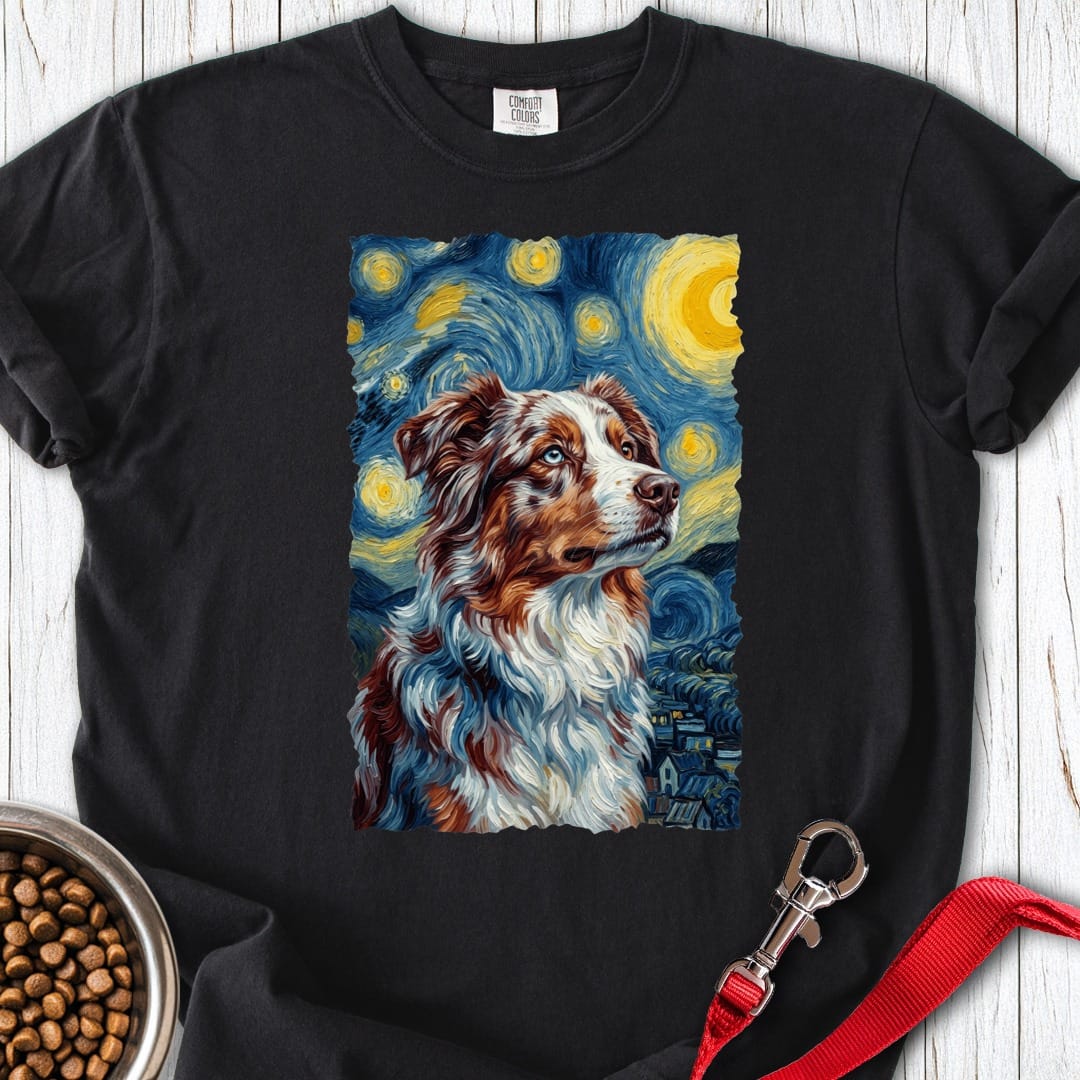 Australian Shepherd Van Gogh Premium Tee Black
