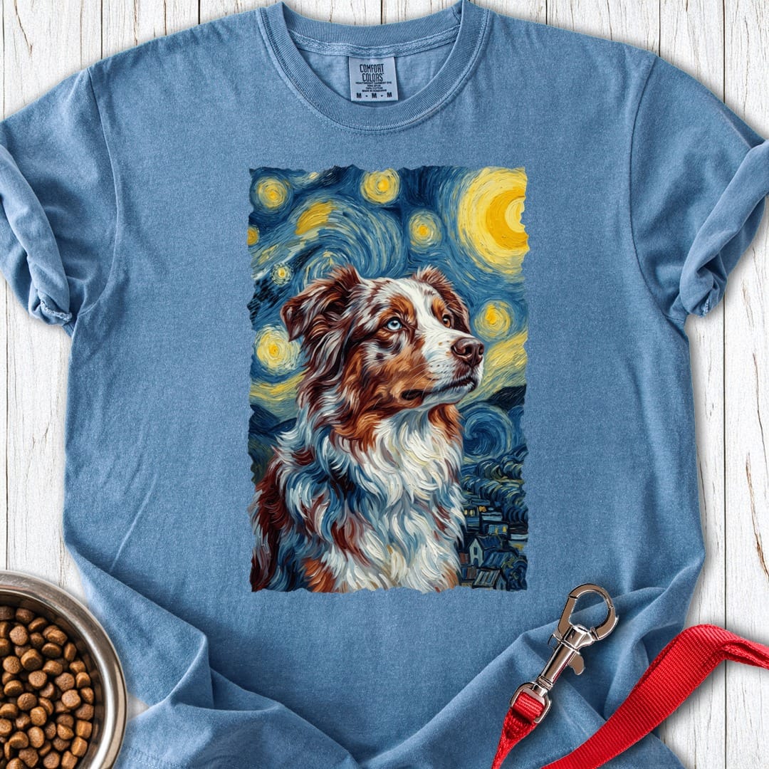 Australian Shepherd Van Gogh Premium Tee Blue Jean