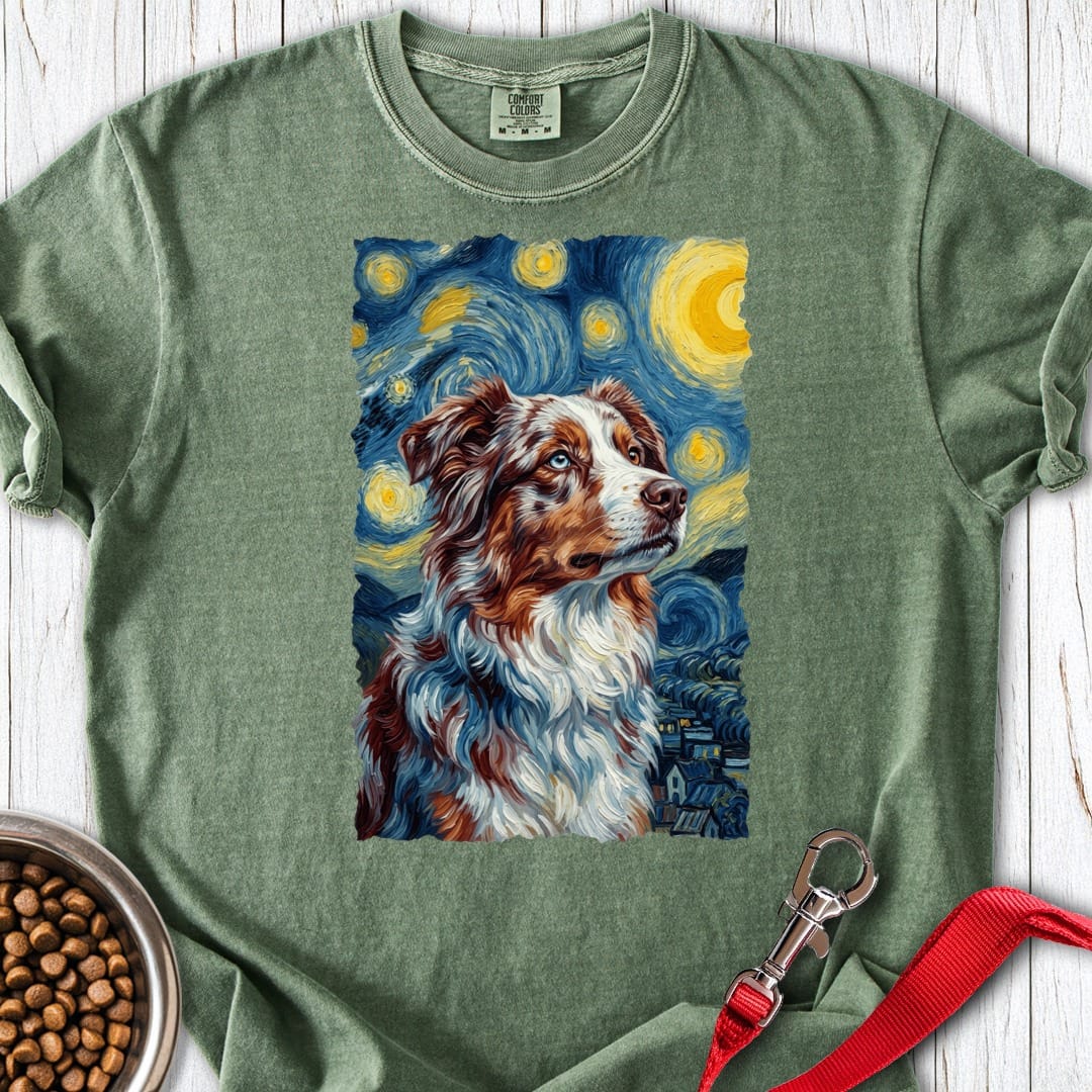 Australian Shepherd Van Gogh Premium Tee Moss
