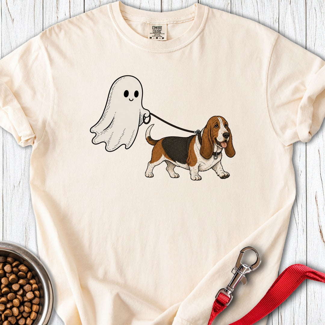 Basset Hound Ghost Halloween Premium Tee Ivory