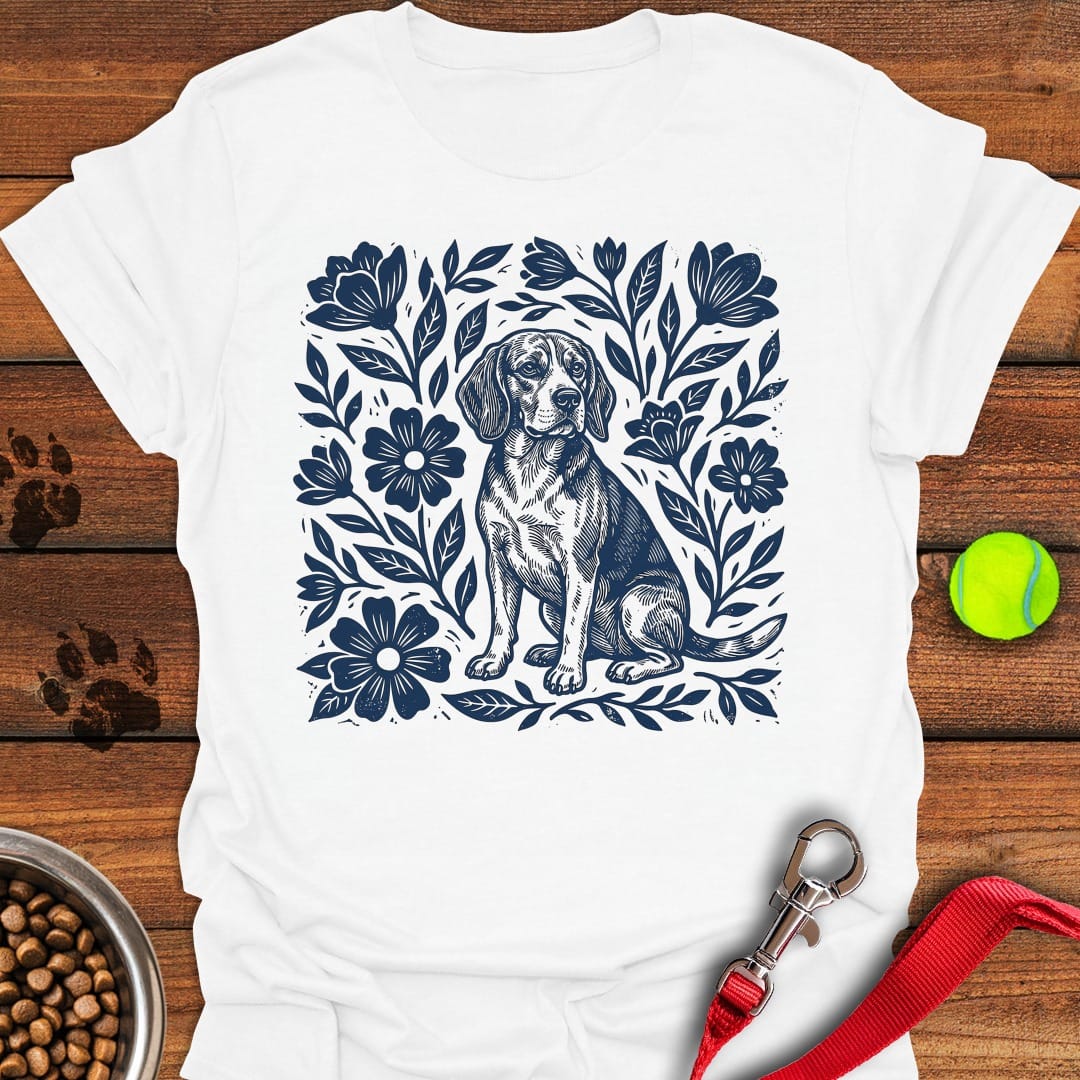 Beagle Linocut White