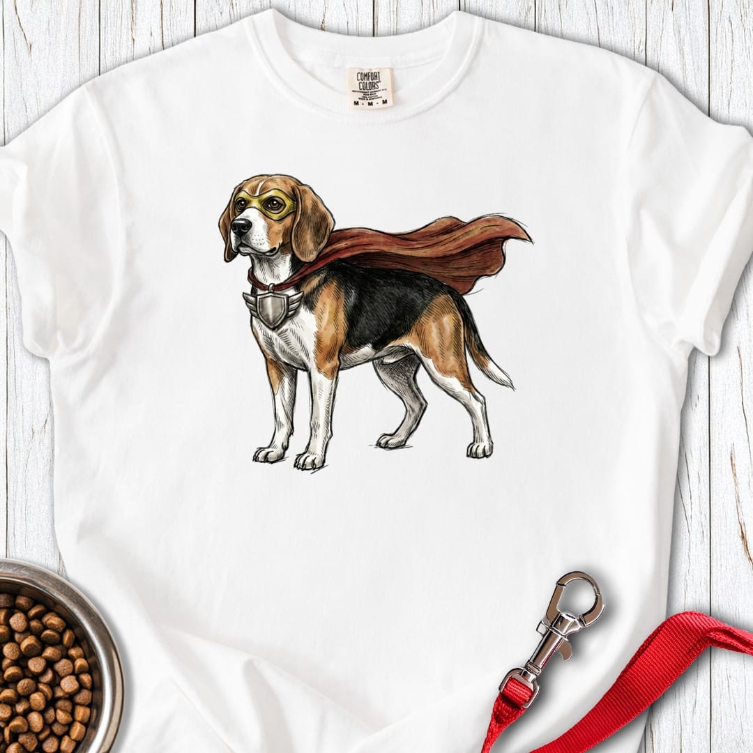 Beagle Superhero Premium Tee White