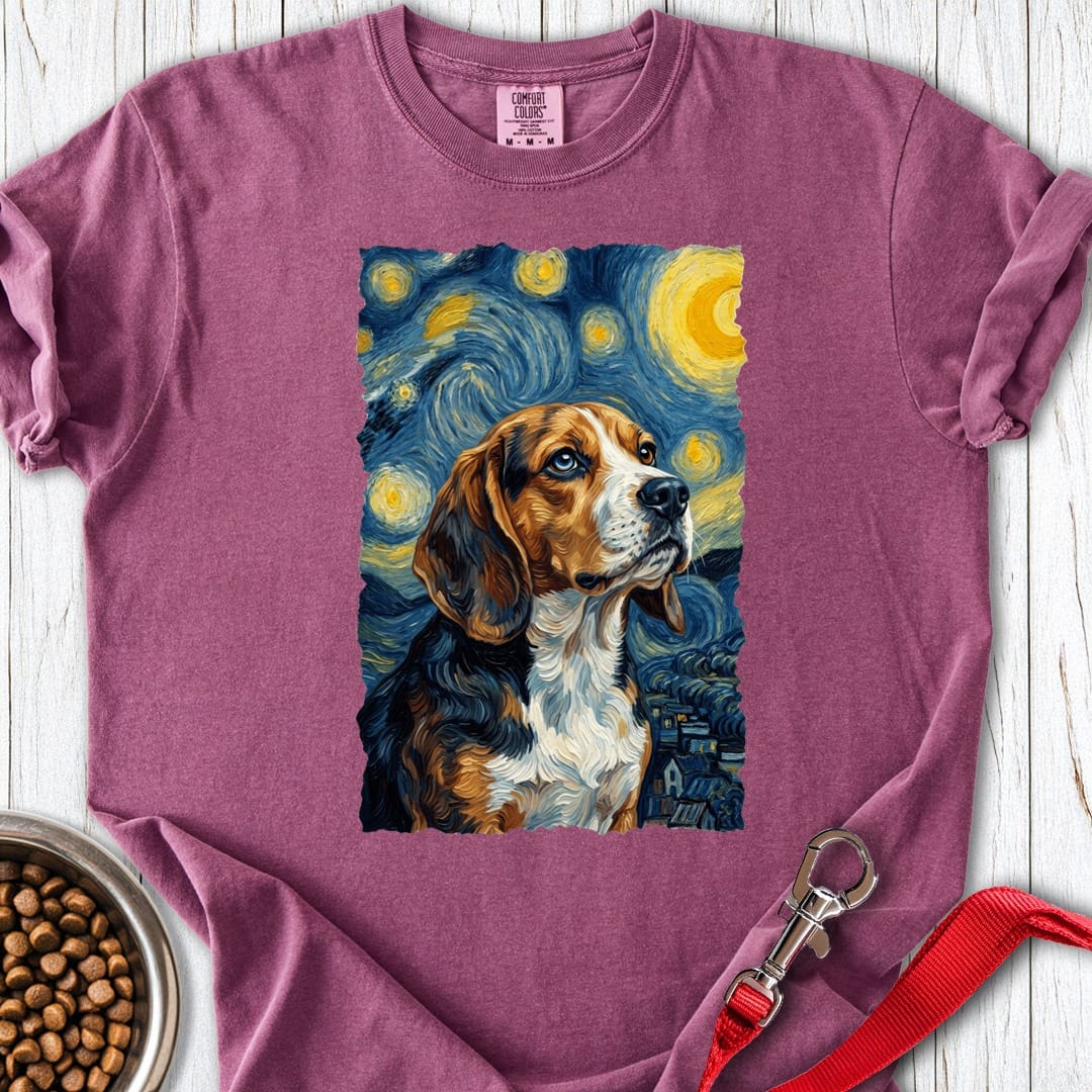 Beagle Van Gogh Premium Tee Berry