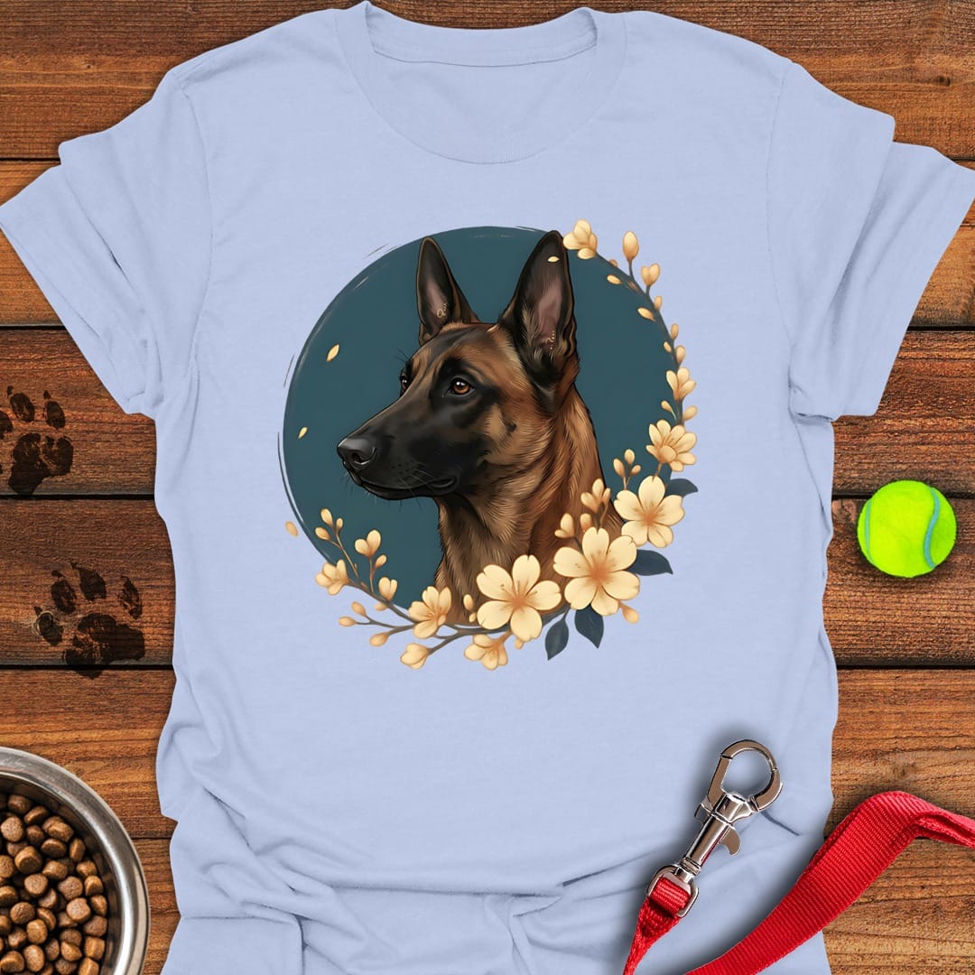 Belgian Malinois Flowers Light Blue