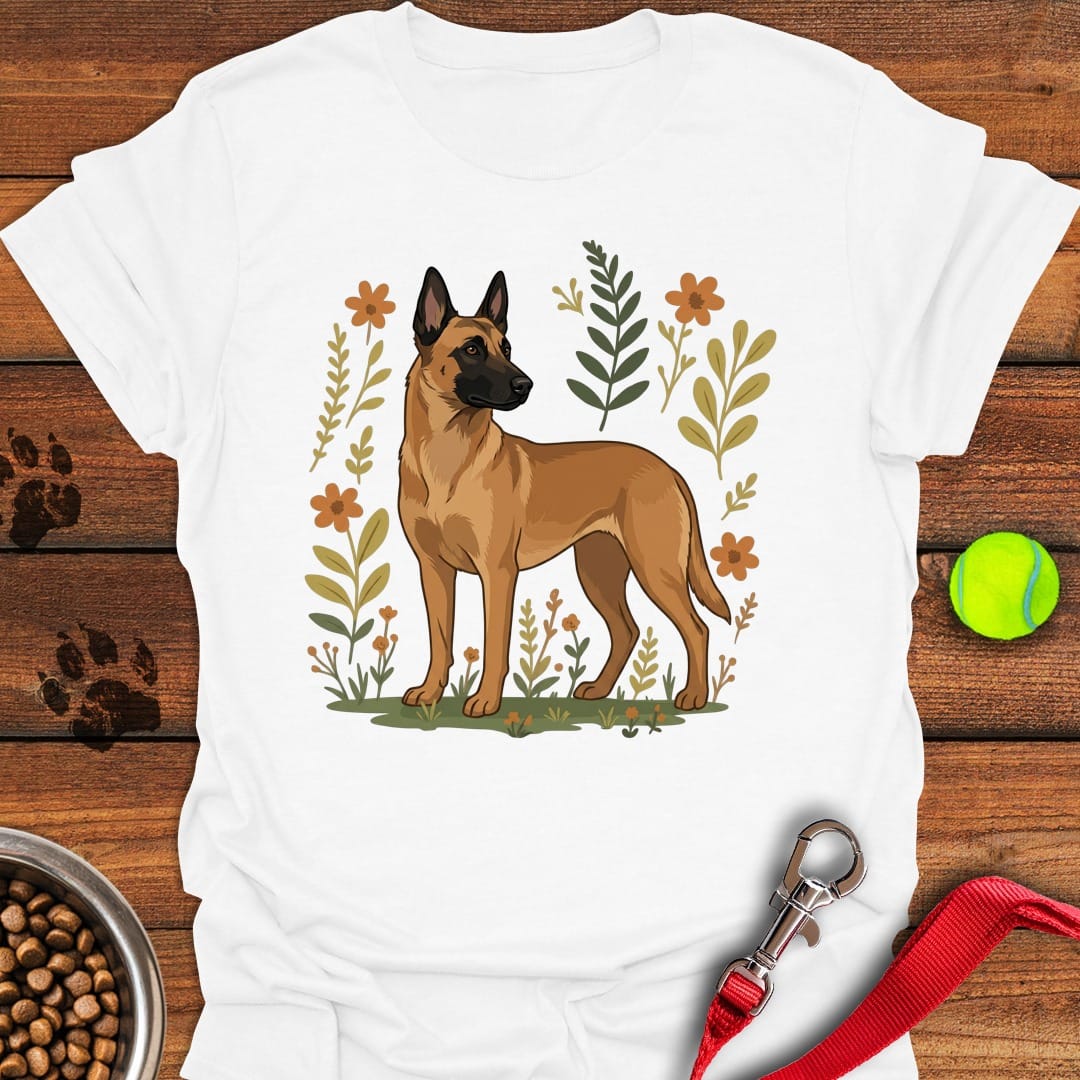 Belgian Malinois Flowers White