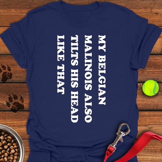 Belgian Malinois Tilt His Head Navy