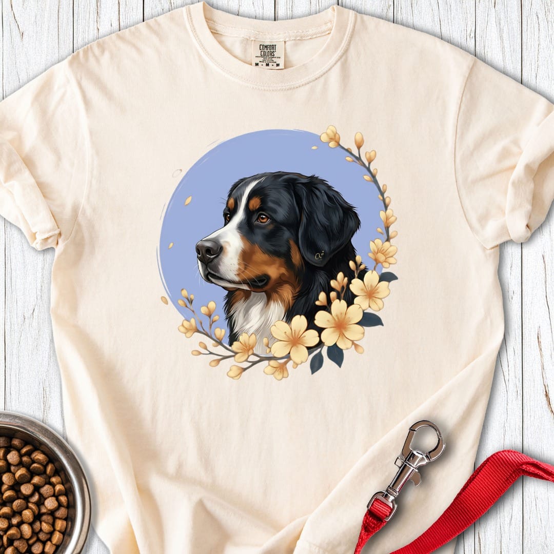 Bernese Mountain Dog Flowers Premium Tee Ivory