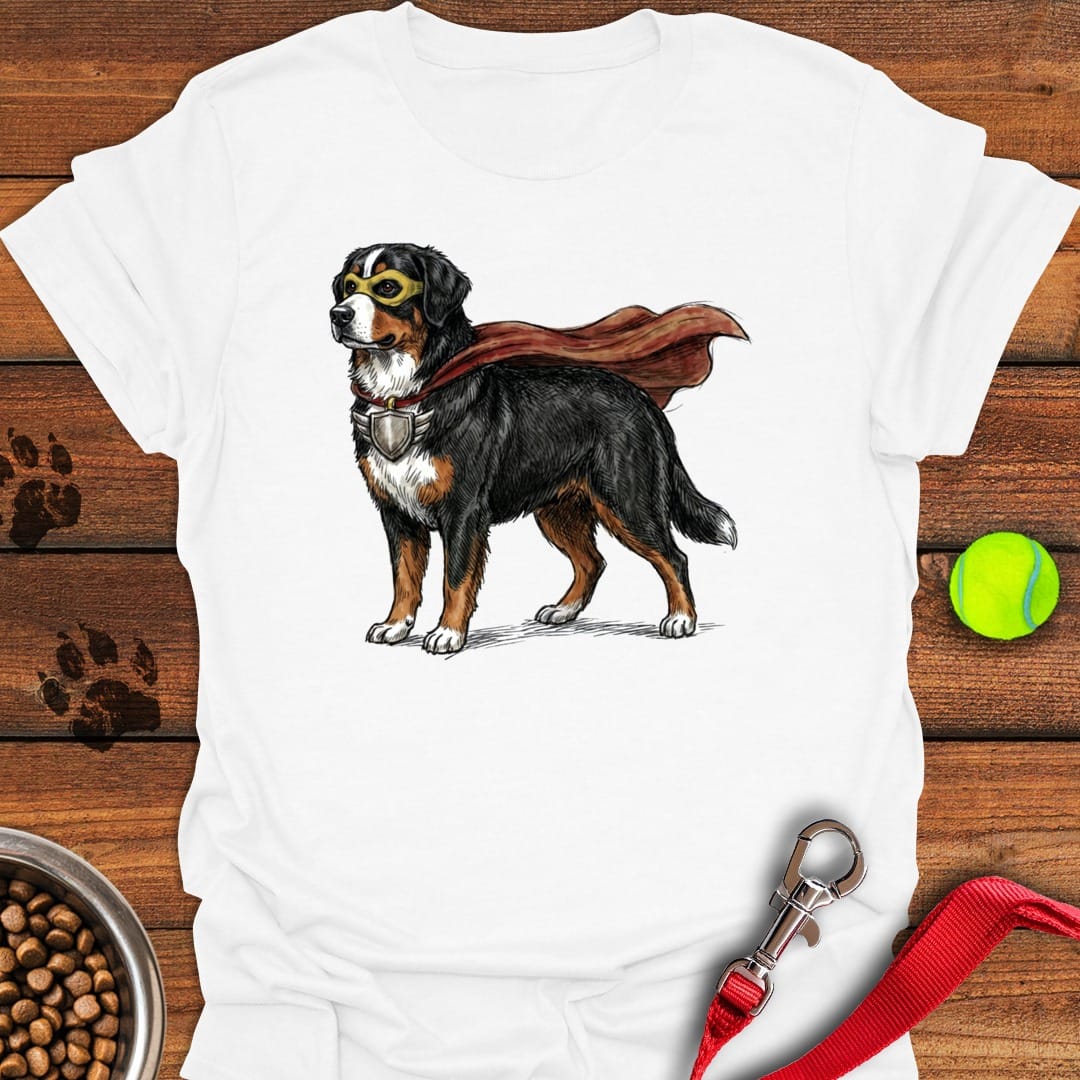 Bernese Mountain Dog Superhero White