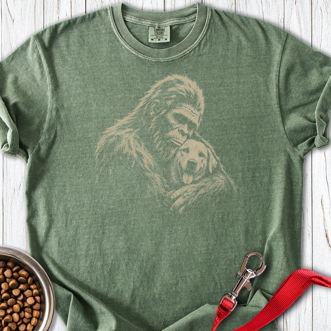 Bigfoot Hugging Labrador Premium Tee Moss