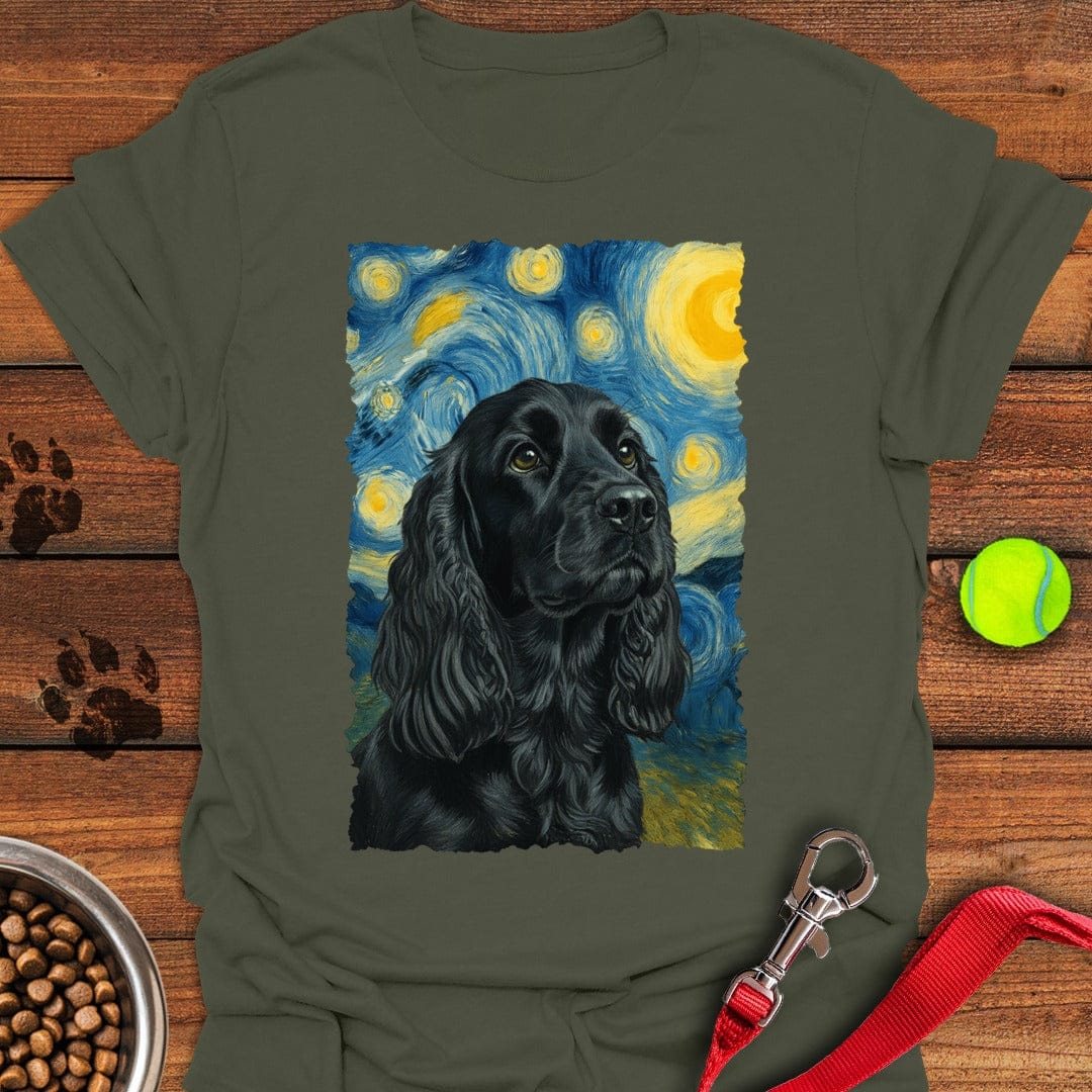 Black Cocker Spaniel Starry Night Military Green