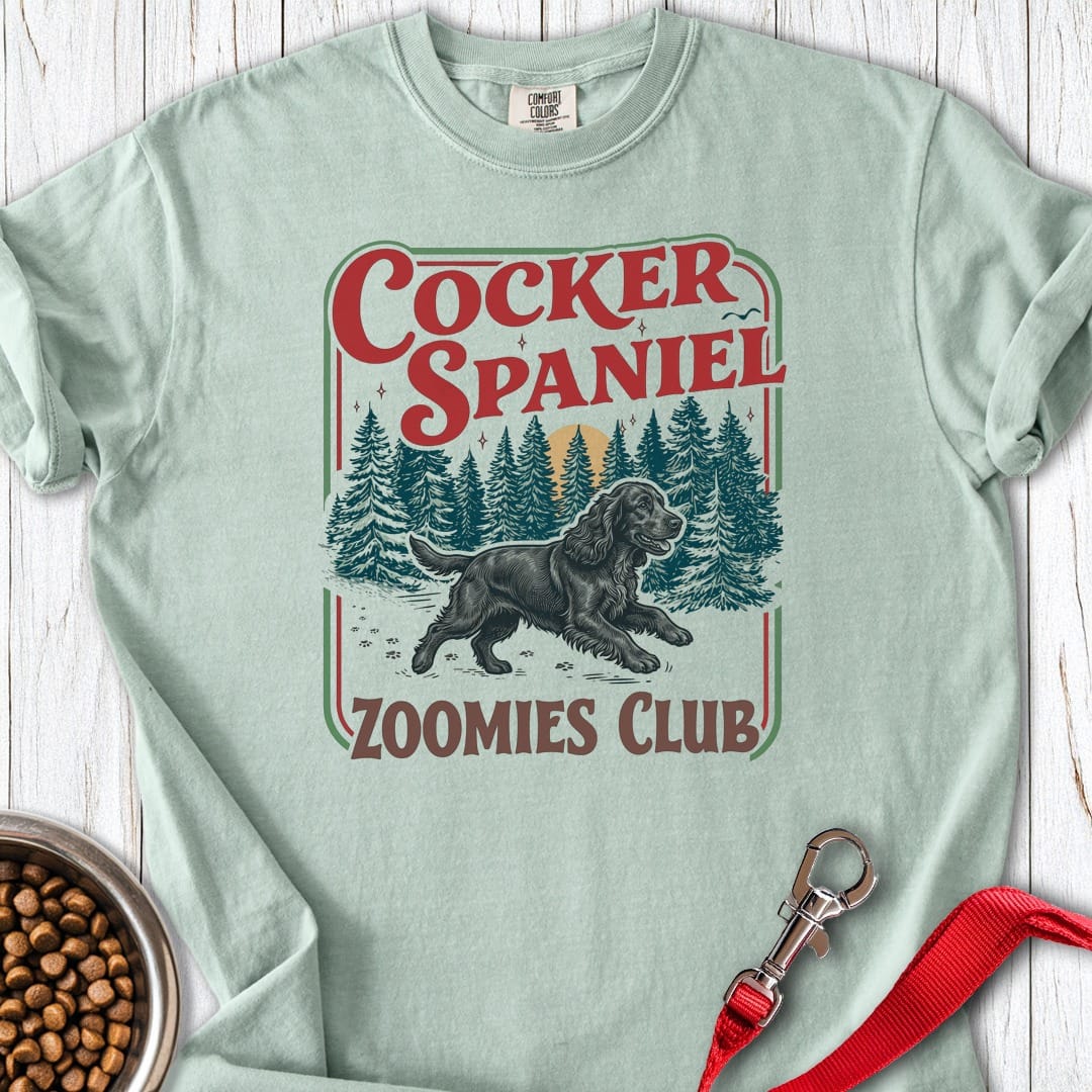 Black Cocker Spaniel Zoomies Club Premium Tee Bay