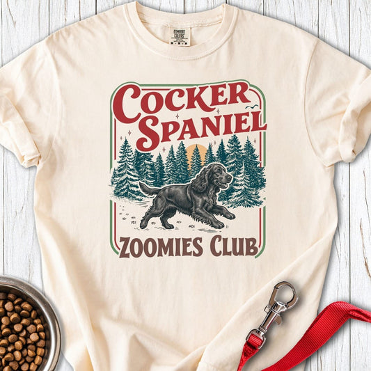 Black Cocker Spaniel Zoomies Club Premium Tee Ivory