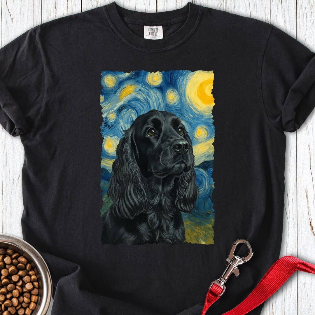 Black Cocker Spaniel van Gogh Premium Tee Black