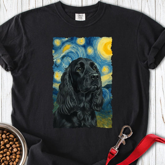 Black Cocker Spaniel van Gogh Premium Tee Black