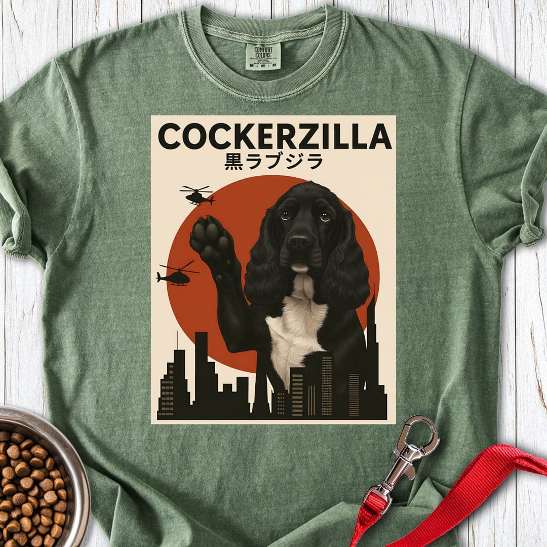 Black Cockerzilla Premium Tee Moss
