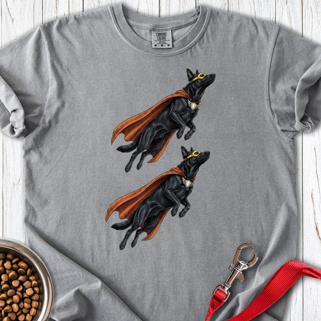 Black German Shepherd Superheroes Premium Tee Grey