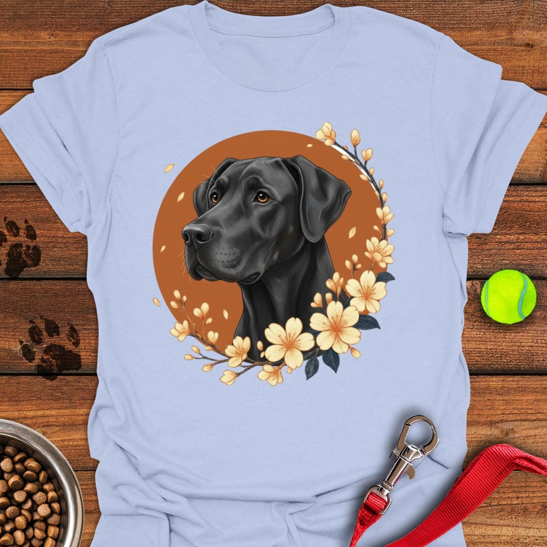 Black Great Dane Flowers Light Blue