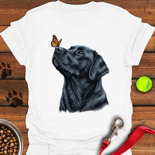 Black Labrador Butterfly White