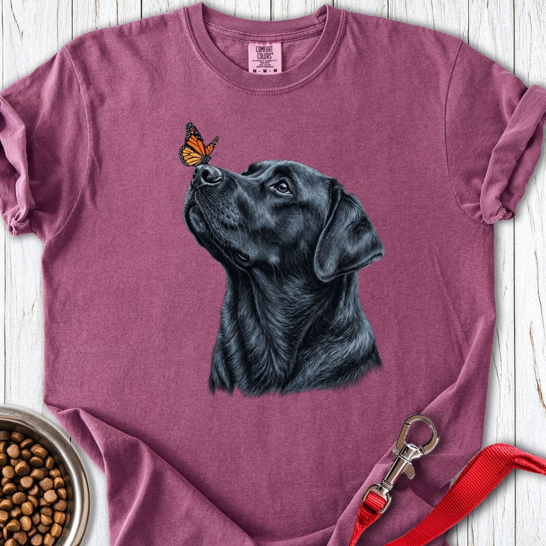 Black Labrador Butterfly Premium Tee Berry