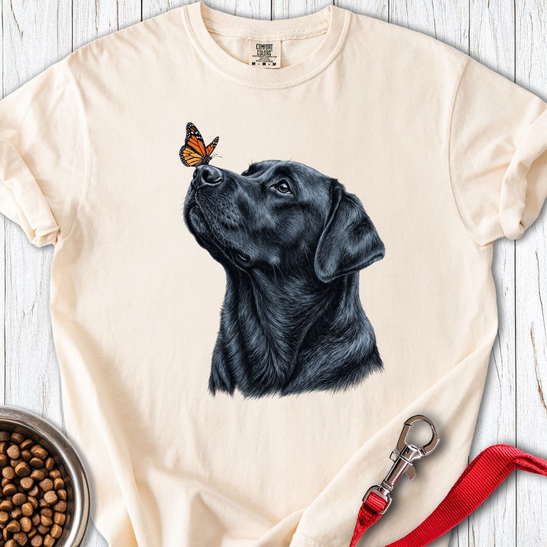 Black Labrador Butterfly Premium Tee Ivory