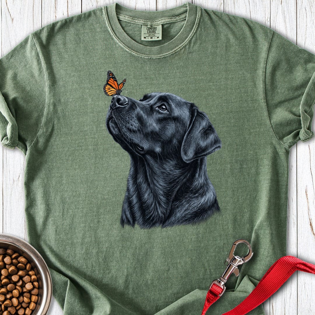 Black Labrador Butterfly Premium Tee Moss