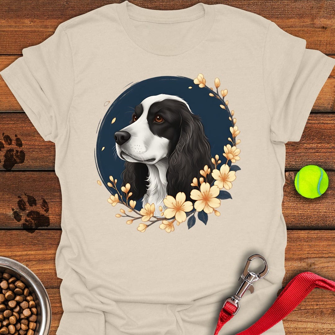 Black White Cocker Spaniel Flower Natural
