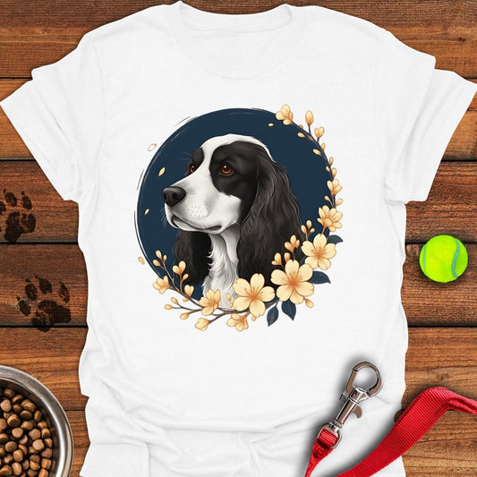 Black White Cocker Spaniel Flower White