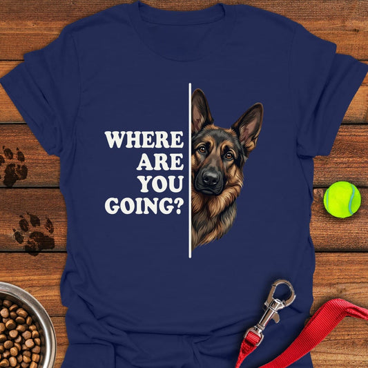 Black and Tan GSD Following Navy