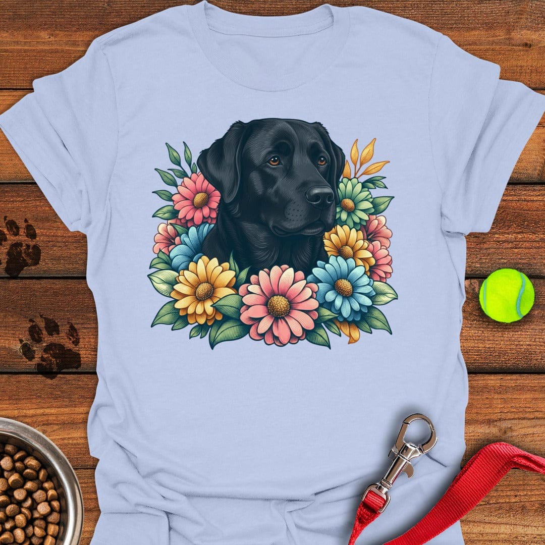 Black labrador Flower Light Blue