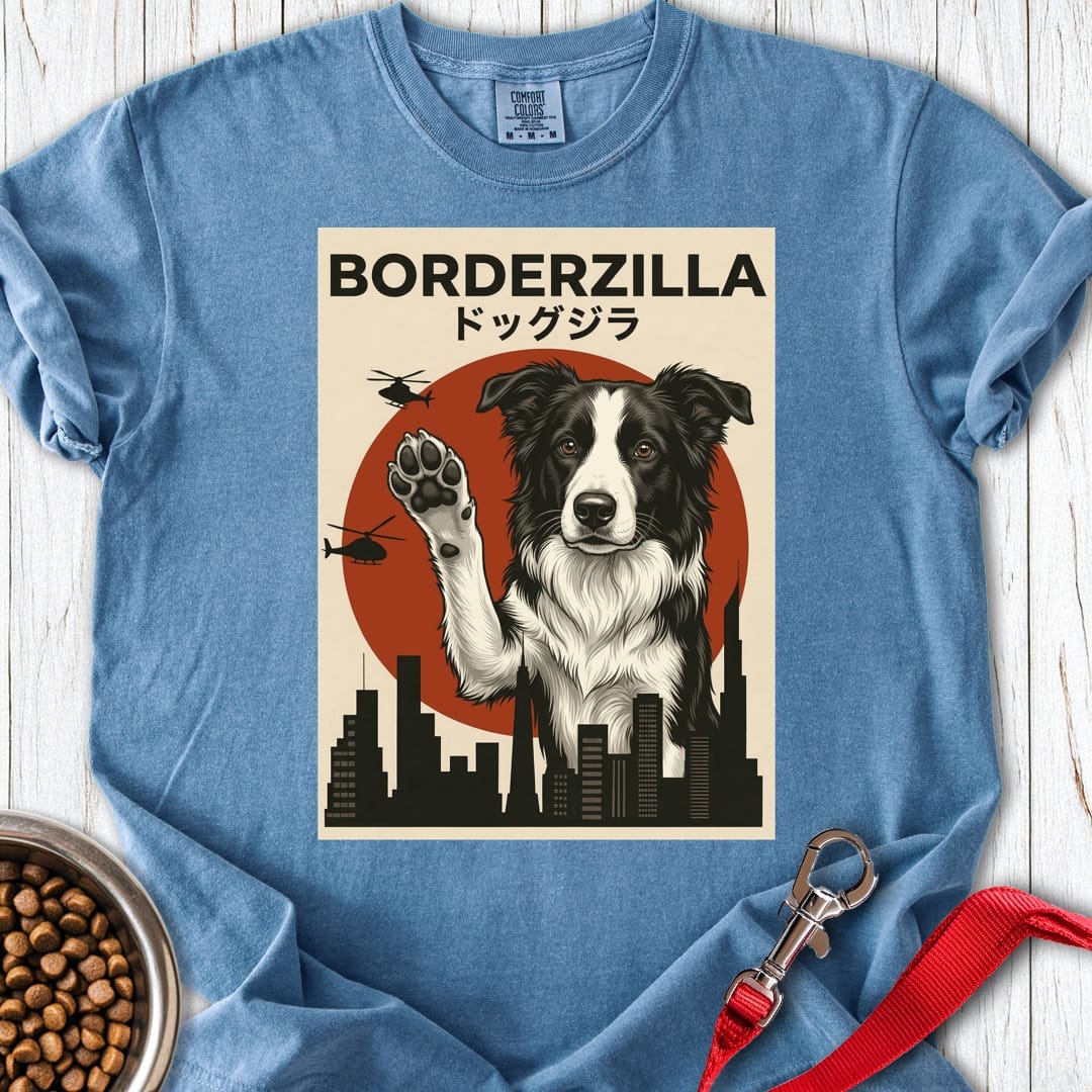 Border Collie Borderzilla Premium Tee Blue Jean