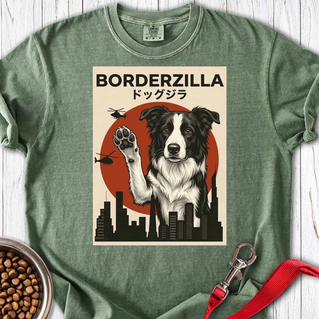 Border Collie Borderzilla Premium Tee Moss