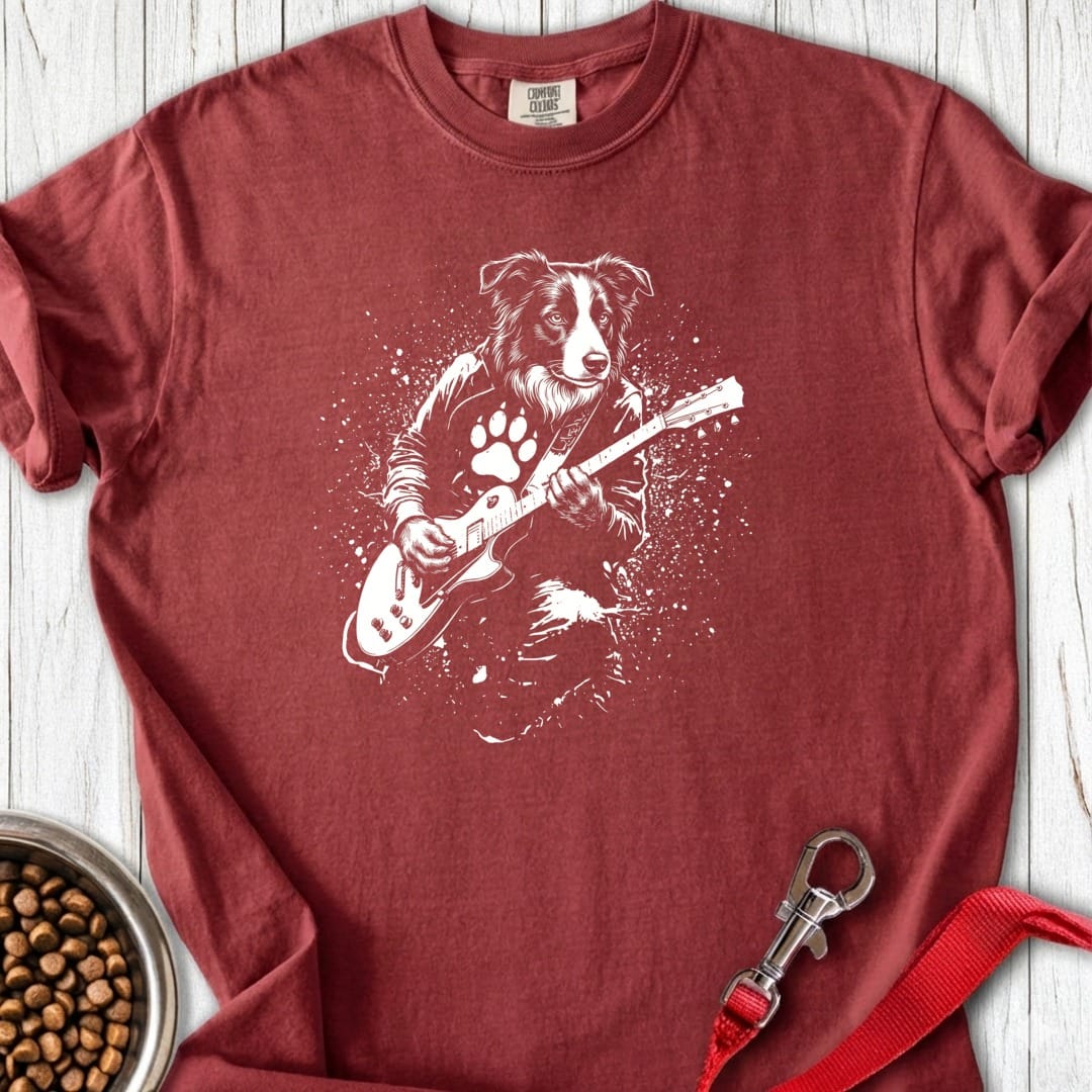 Border Collie Guitar Premium Tee Brick