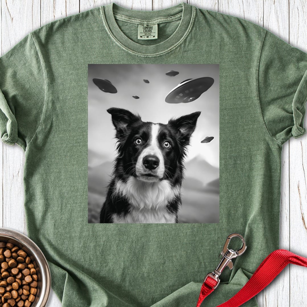 Border Collie UFO Premium Tee Moss
