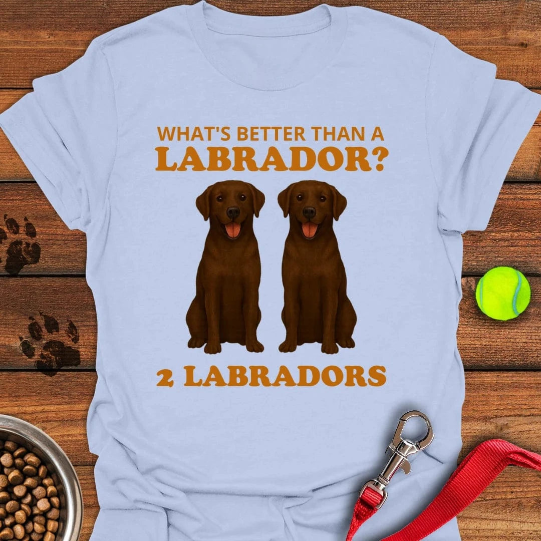 Funny Two Chocolate Labradors T-Shirt Light Blue
