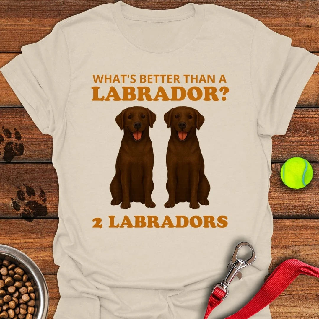 Funny Two Chocolate Labradors T-Shirt Natural