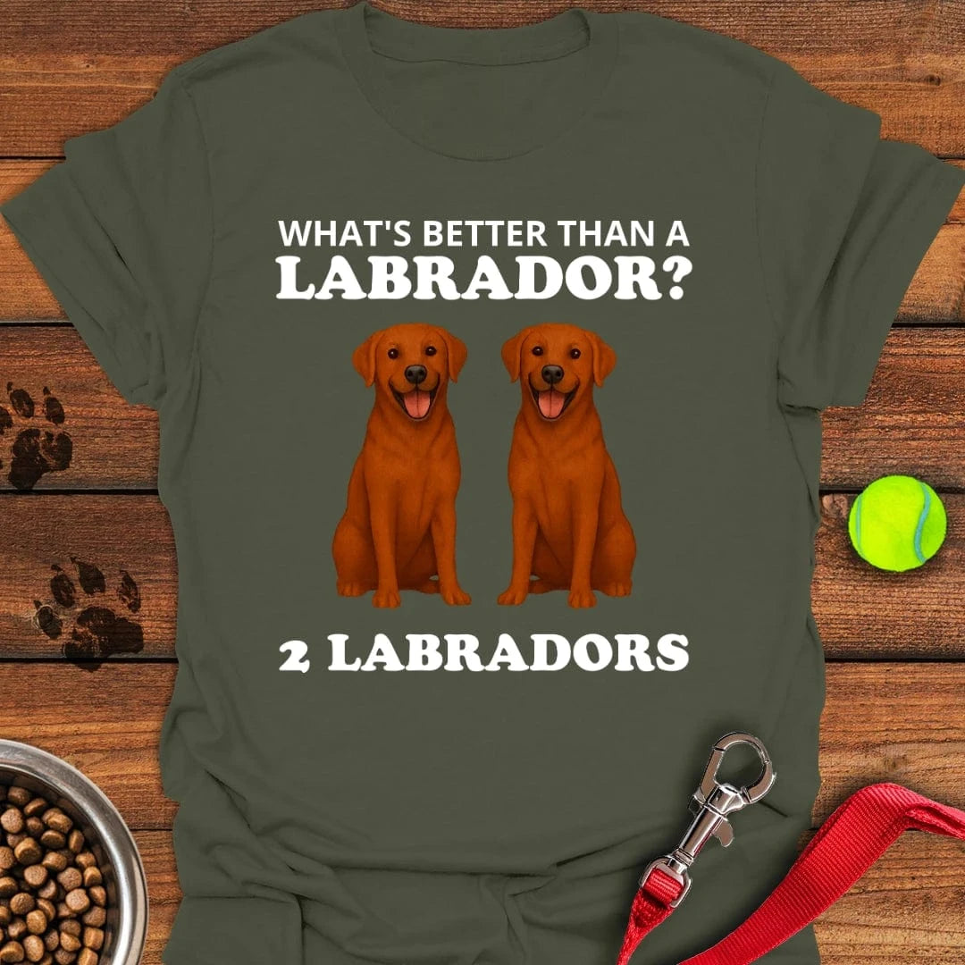 Funny Two Fox Red Labradors T-Shirt Military Green